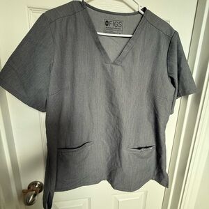 Figs Charcoal V-Neck Scrub Top